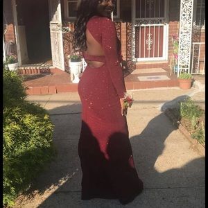 Maroon glitter prom dress